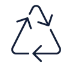 Recycling triangle icon. Guestroom waste is recycled and daily sheet changes are optional