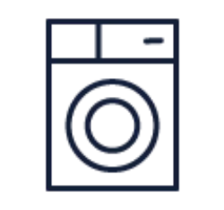 An icon of a washing machine. Laundry detergent is made from plant-based products with minimal chemicals