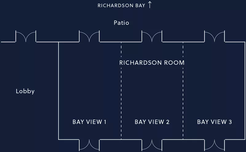 Floor plan of meeting space at Acqua Hotel
